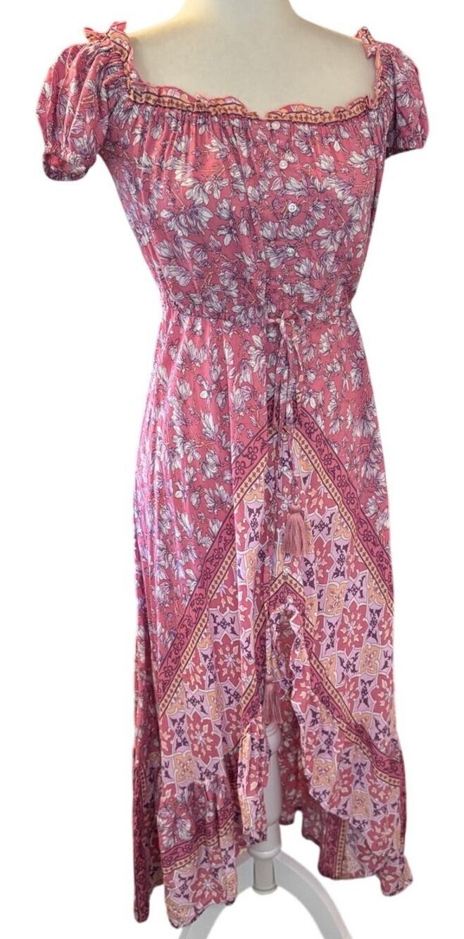 The Fox and the Mermaid Venice Floral Handkerchief Hem Midi Maxi Dress Size M
